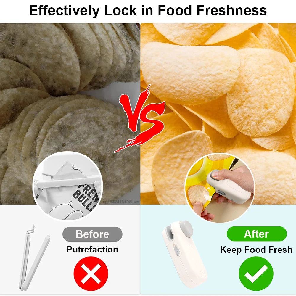 Portable Mini Bag Sealer - Handheld Heat Sealer for Snacks.