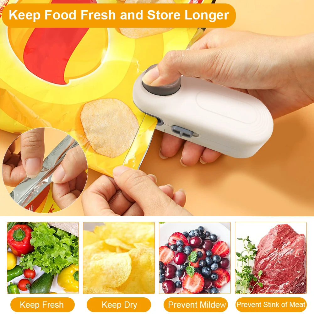 Portable Mini Bag Sealer - Handheld Heat Sealer for Snacks.